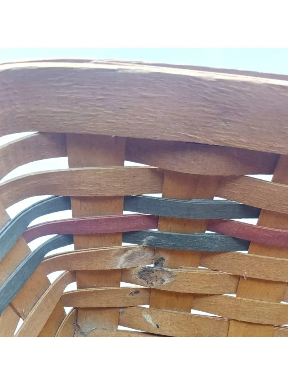 Longaberger Small Chore Basket Two Tone Hand Woven Stationary Handle Ohio 1991